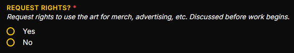 Commercial rights checkbox
